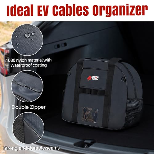 MCEVKELN EV Portable Cable Bag Charging Cable Bag Durable Storage Bag (1680D Nylon) for All kinds of Cables and Car Accessories Electric vehicles Charging Cable Organiser