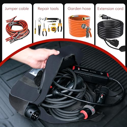 MCEVKELN EV Portable Cable Bag Charging Cable Bag Durable Storage Bag (1680D Nylon) for All kinds of Cables and Car Accessories Electric vehicles Charging Cable Organiser