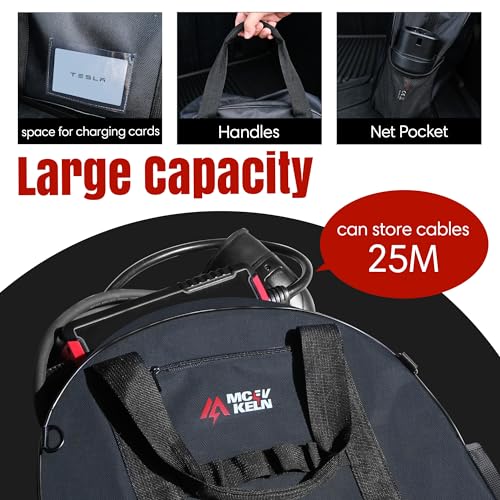 MCEVKELN EV Portable Cable Bag Charging Cable Bag Durable Storage Bag (1680D Nylon) for All kinds of Cables and Car Accessories Electric vehicles Charging Cable Organiser