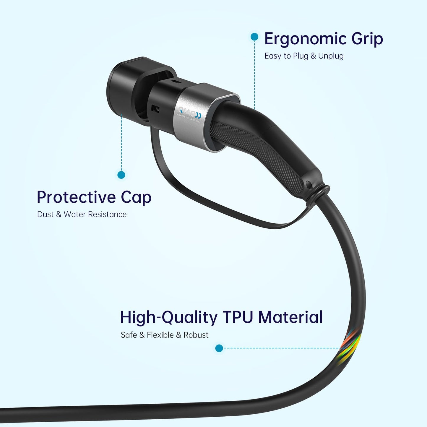 QIAO)) Type 2 EV Charging Cable, 7.4kW 7.5M 32A Single Phase, Electric Vehicle Type 2 to Type 2 IEC 62196 EV Charger Cable, EVs/Plug-in Hybrid Fast Car Charging Cable with Carry Bag
