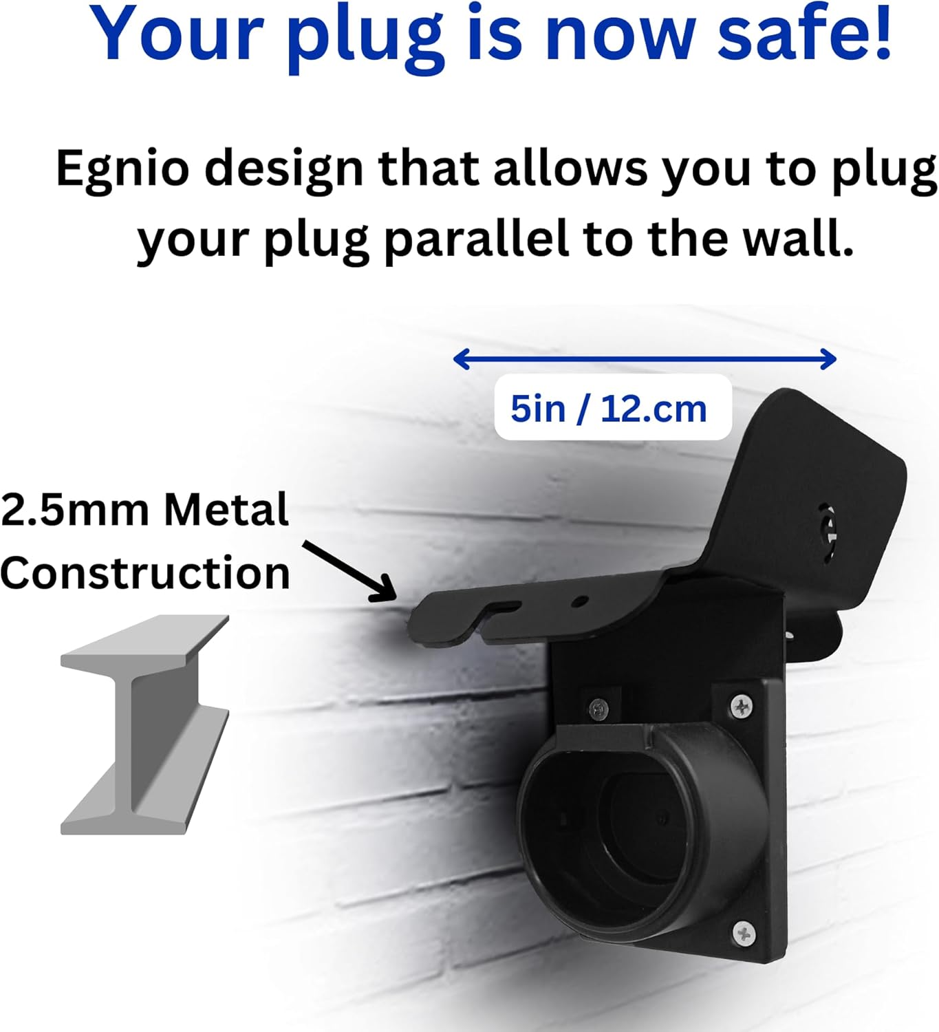 EGNIO Type 2 EV Charger Cable Holder, Padlock Lockable Wall Mount Holder for Electric Car with Type2 IEC 51296-2 Plugs Wall Box Charging Station Anti-theft Protection Design for Cable