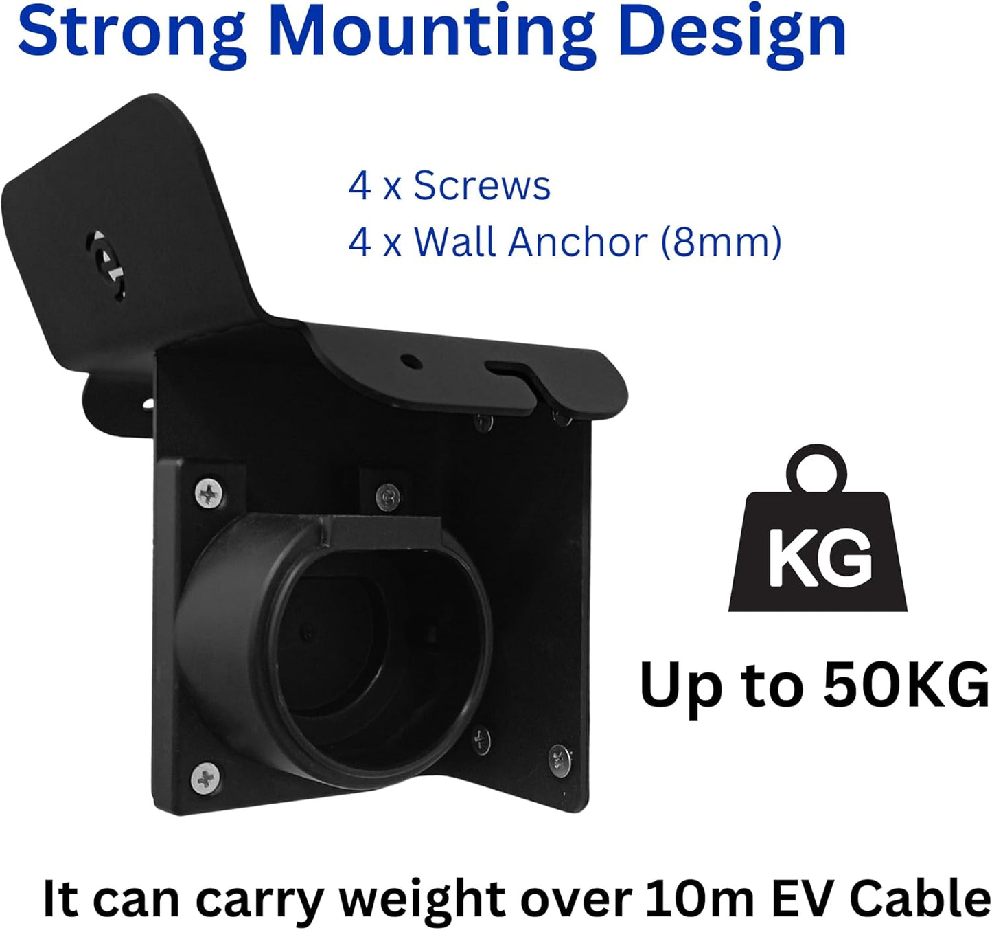 EGNIO Type 2 EV Charger Cable Holder, Padlock Lockable Wall Mount Holder for Electric Car with Type2 IEC 51296-2 Plugs Wall Box Charging Station Anti-theft Protection Design for Cable