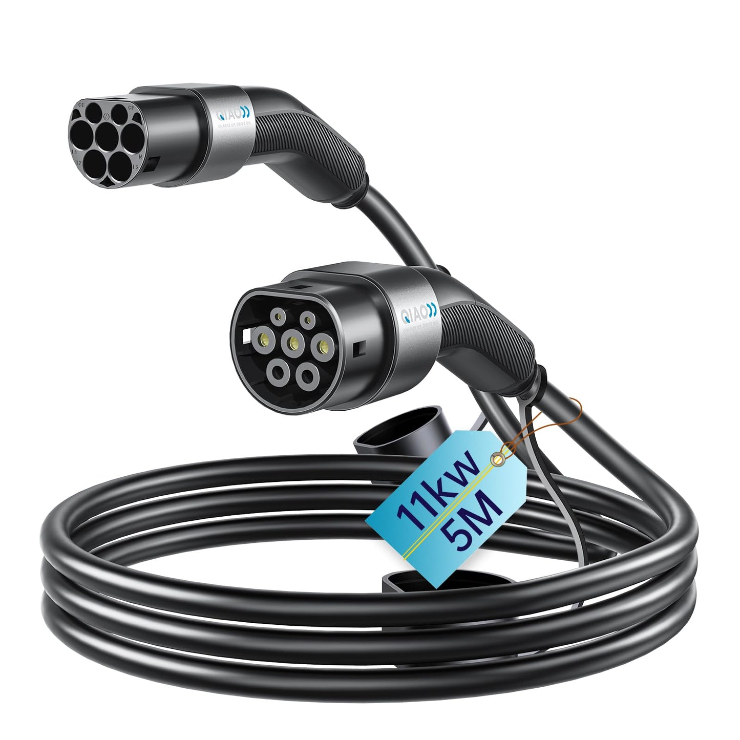 QIAO)) Type 2 EV Charging Cable, 7.4kW 7.5M 32A Single Phase, Electric Vehicle Type 2 to Type 2 IEC 62196 EV Charger Cable, EVs/Plug-in Hybrid Fast Car Charging Cable with Carry Bag