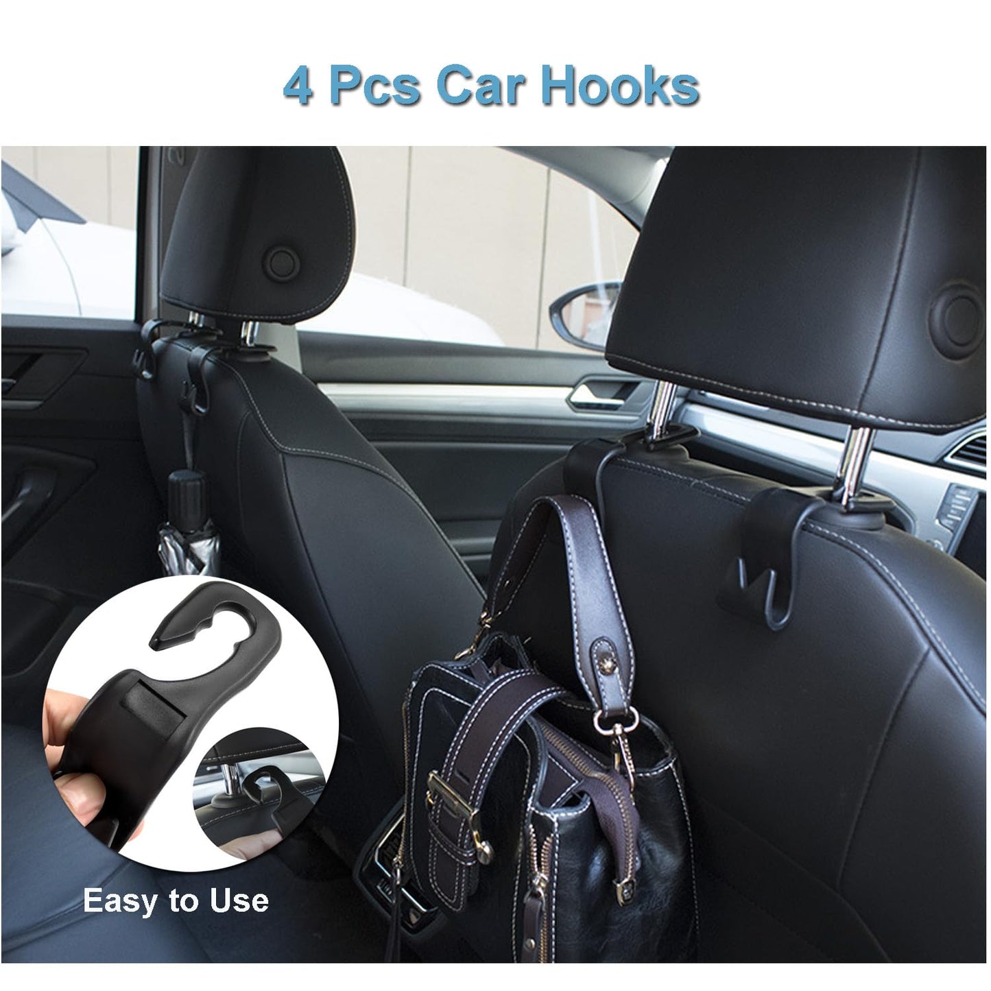 KITBEST Car Bin, 2 Pack Mini Car Trash Can Organizer with Lid and 120pcs Trash Bags & 4 Hooks. Small Garbage Rubbish Can Bag for Storage Organization, Front Back Seat Car Accessories Office Home