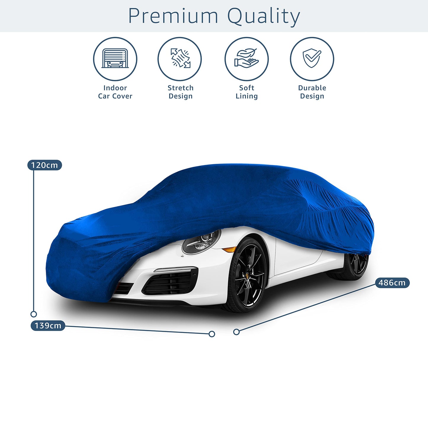 Cosmos - Indoor Car Cover compatible with main Coupé models, Elastic, Breathable and Dustproof Fabric, Soft Lining, Snug Fit, Blue