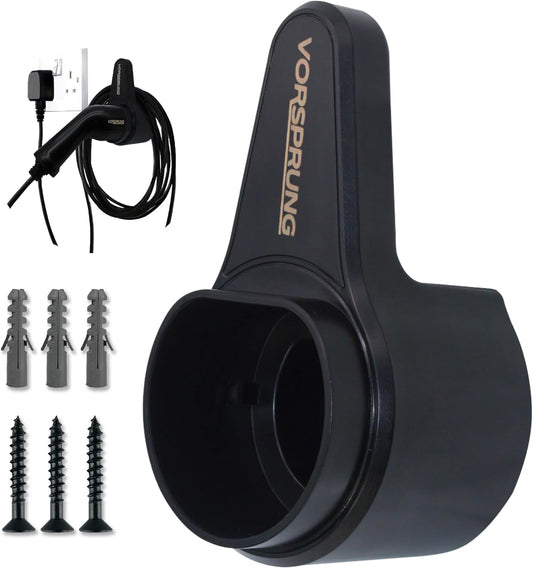 VORSPRUNG® Type 2 EV Charger Holder Strong Organiser Cable Holder Type 2 Wall Bracket, EV Charging Cable Tie Organiser, Type 2 and EV Charger Holder T2 - Industrial Strength ABS (UK)