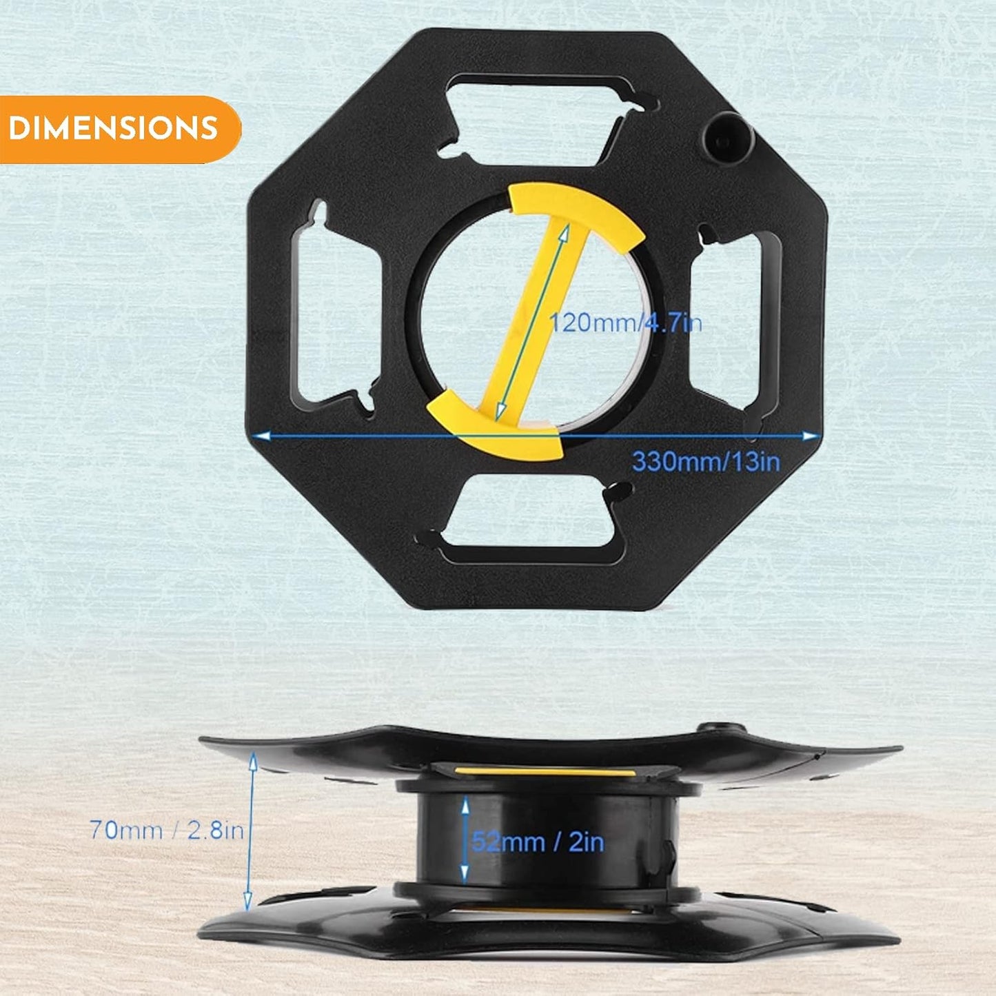 Xtremeauto Heavy Duty Black Cable Reel Empty 25m - Cable Reel Holder for Hook Up Leads, Camping Cables, Christmas Lights Tidy Storage Reel, Rotating Cable Storage Reel for Caravan Electrical Lead