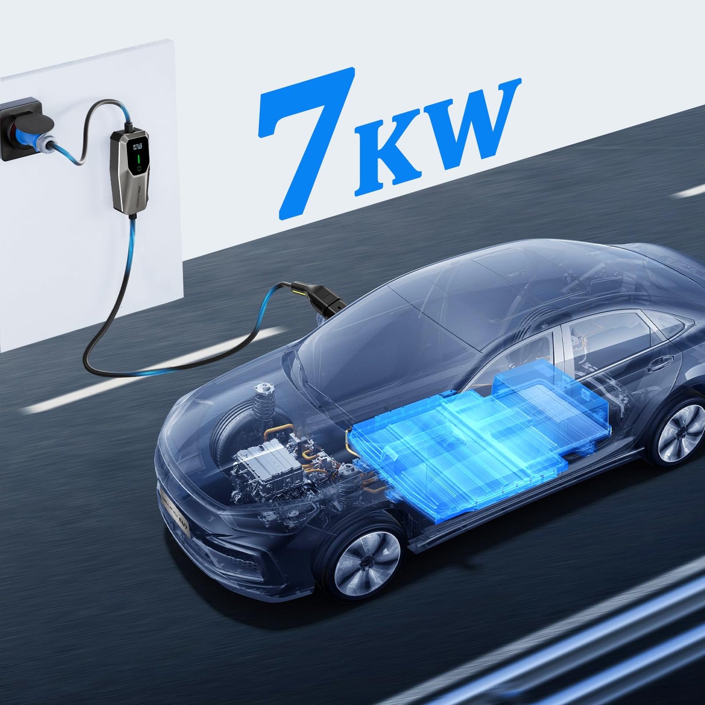 VDLPOWEREU EV Charger 3.6kw, 6A/8A/10A/13A Variable, 3Pin Home Electric Car Charger Cable Type 2, 5 Metres Single-phase Charger with LED Display& Carry Bag, IP65 Waterproof