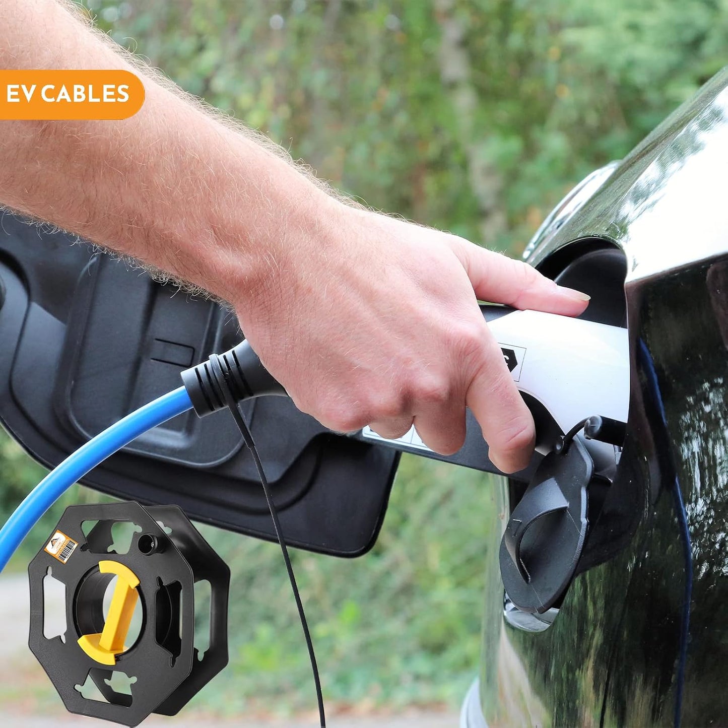 Xtremeauto Heavy Duty Black Cable Reel Empty 25m - Cable Reel Holder for Hook Up Leads, Camping Cables, Christmas Lights Tidy Storage Reel, Rotating Cable Storage Reel for Caravan Electrical Lead