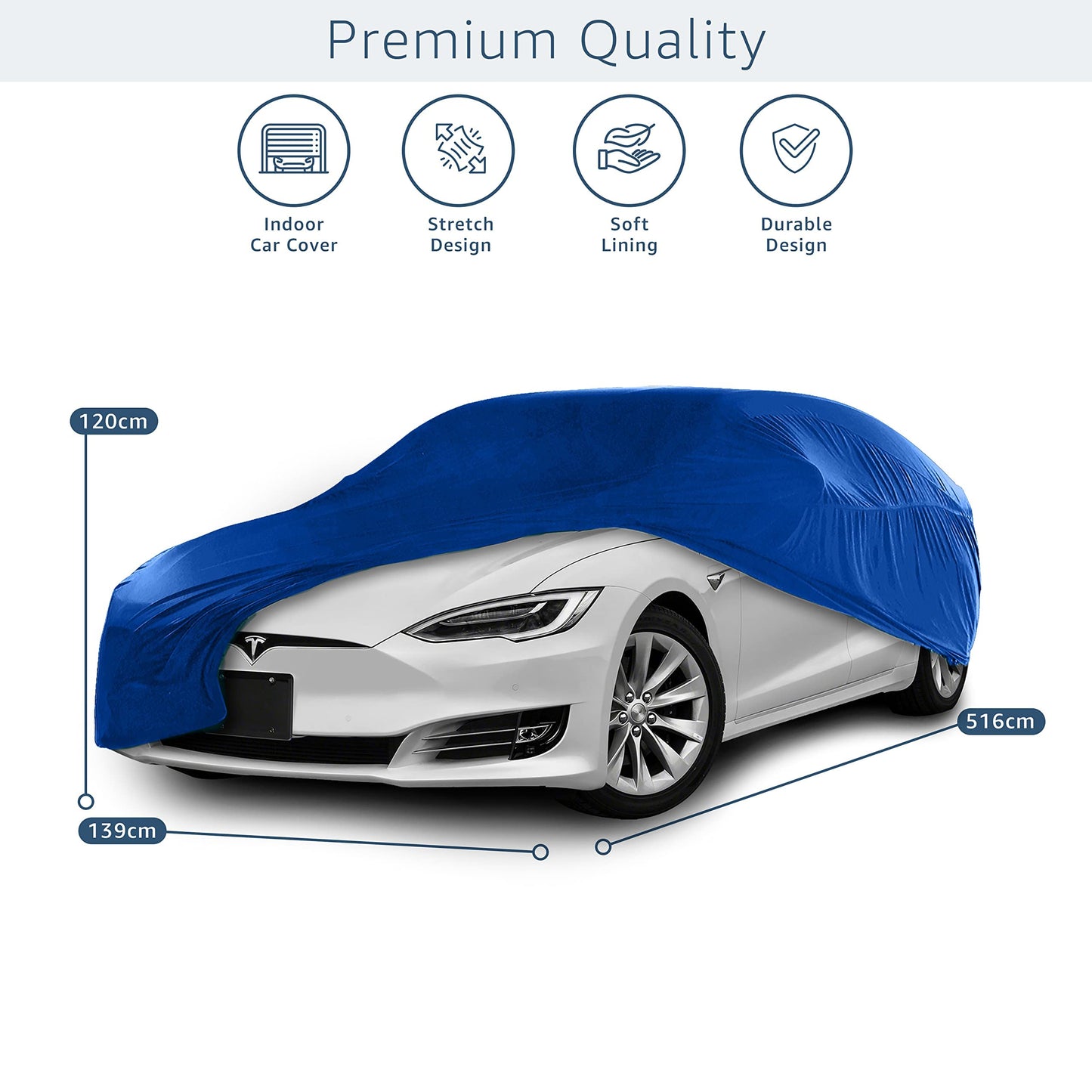 Cosmos - Indoor Car Cover compatible with main Coupé models, Elastic, Breathable and Dustproof Fabric, Soft Lining, Snug Fit, Blue
