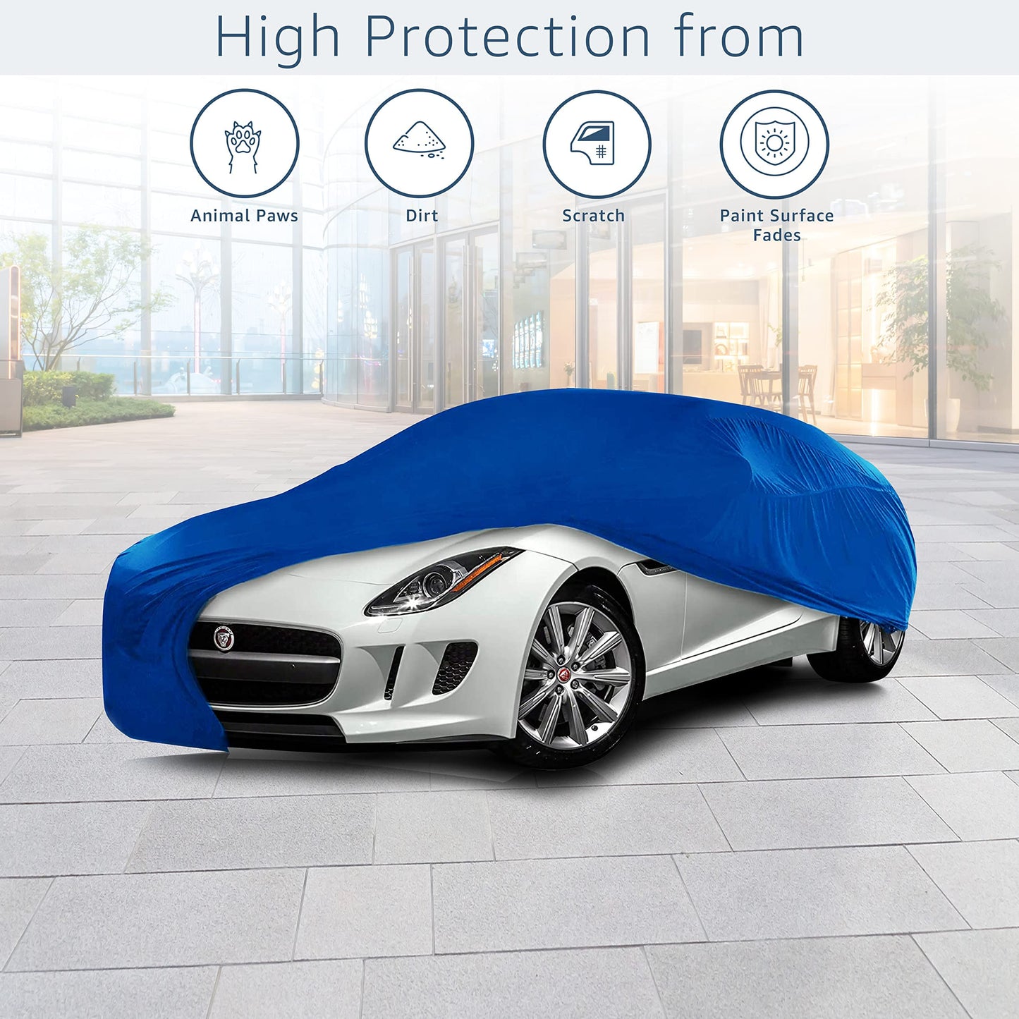 Cosmos - Indoor Car Cover compatible with main Coupé models, Elastic, Breathable and Dustproof Fabric, Soft Lining, Snug Fit, Blue
