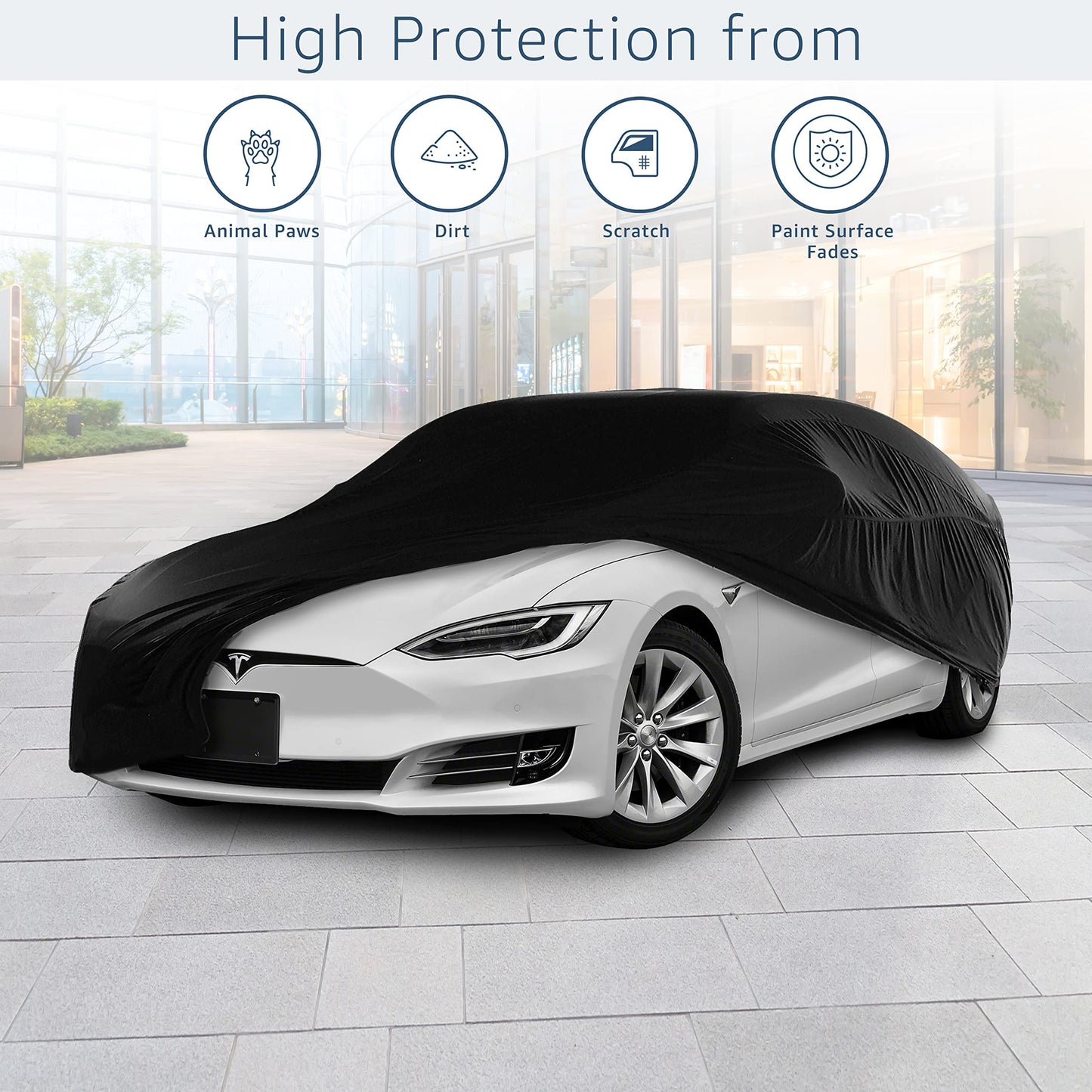 Cosmos - Indoor Car Cover compatible with main Coupé models, Elastic, Breathable and Dustproof Fabric, Soft Lining, Snug Fit, Blue