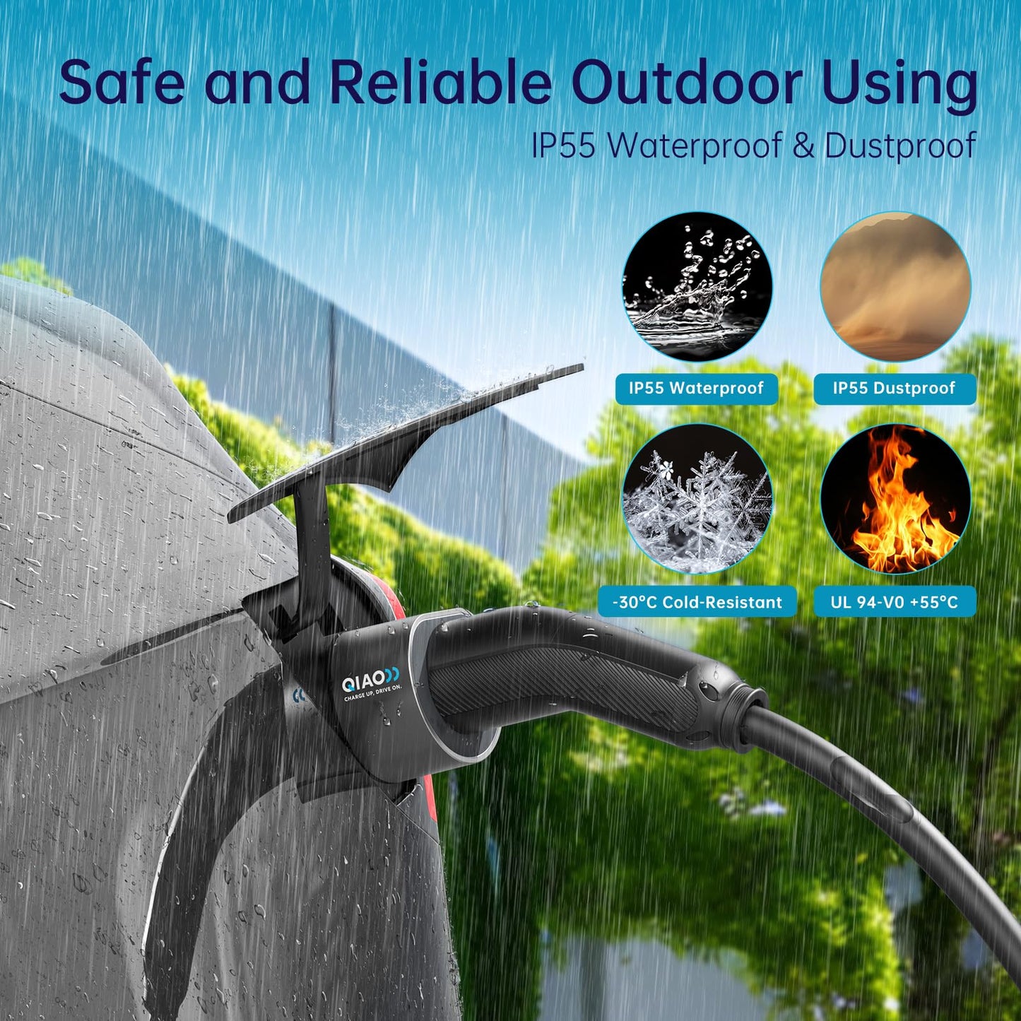 QIAO)) Type 2 EV Charging Cable, 7.4kW 7.5M 32A Single Phase, Electric Vehicle Type 2 to Type 2 IEC 62196 EV Charger Cable, EVs/Plug-in Hybrid Fast Car Charging Cable with Carry Bag