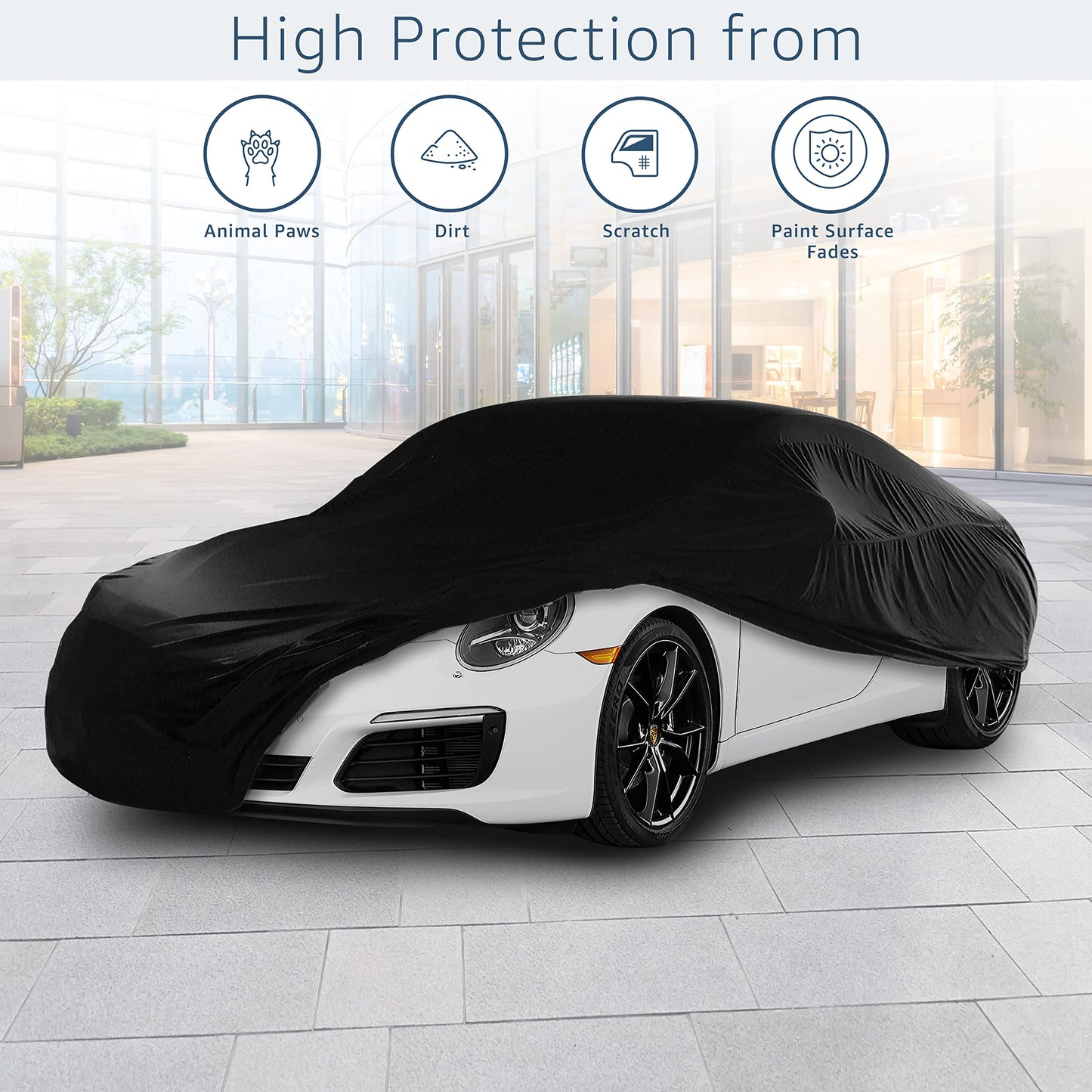 Cosmos - Indoor Car Cover compatible with main Coupé models, Elastic, Breathable and Dustproof Fabric, Soft Lining, Snug Fit, Blue