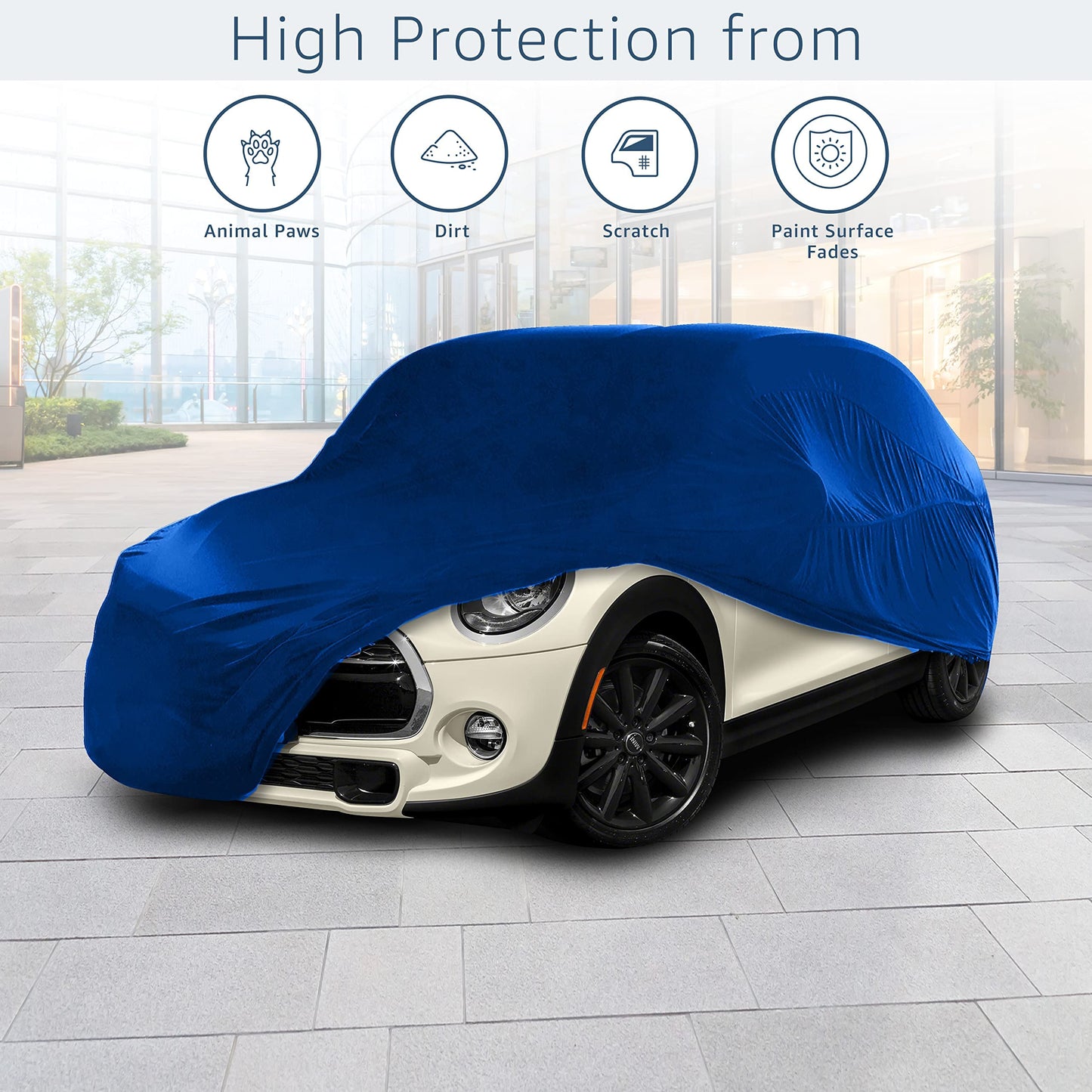 Cosmos - Indoor Car Cover compatible with main Coupé models, Elastic, Breathable and Dustproof Fabric, Soft Lining, Snug Fit, Blue
