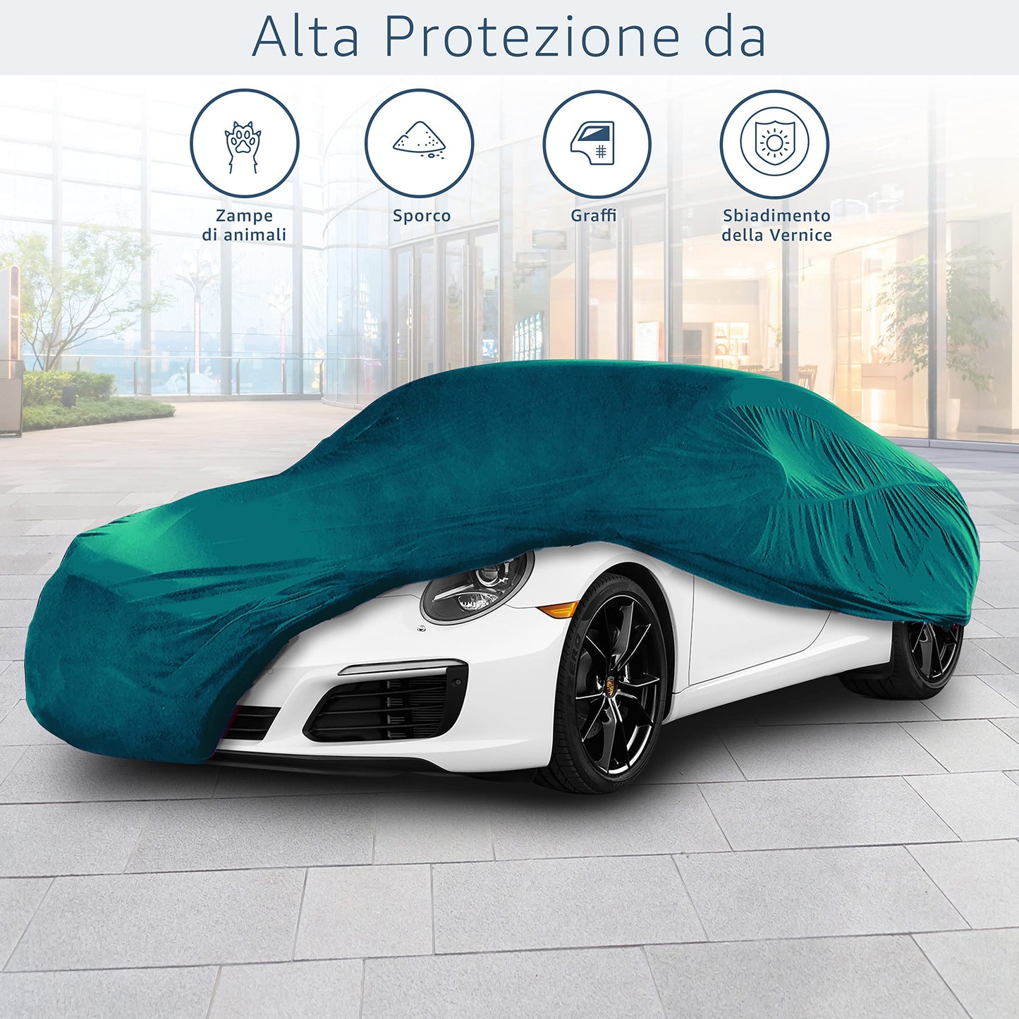 Cosmos - Indoor Car Cover compatible with main Coupé models, Elastic, Breathable and Dustproof Fabric, Soft Lining, Snug Fit, Blue