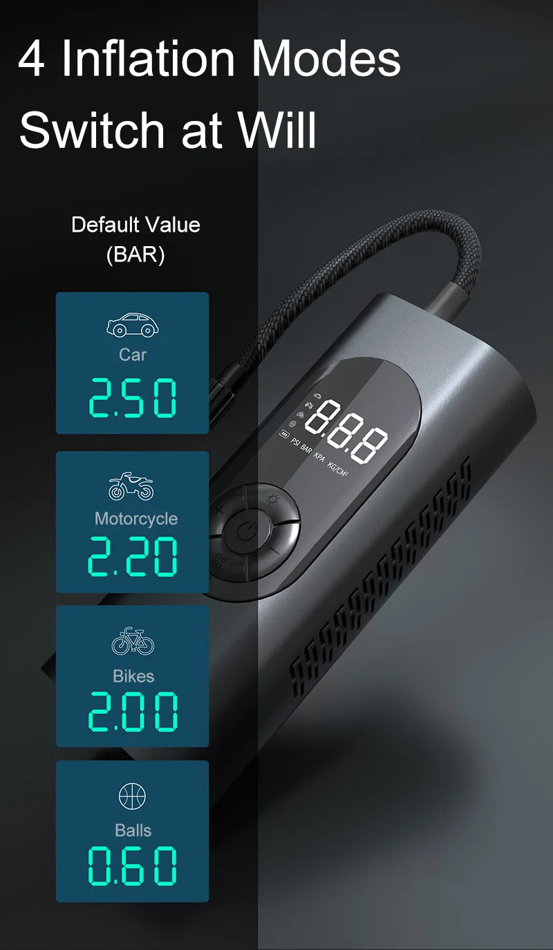 GUWIEYG rechargeable inflatable pump portable air compressor steam digital display can be filled with car tires bicycle ball