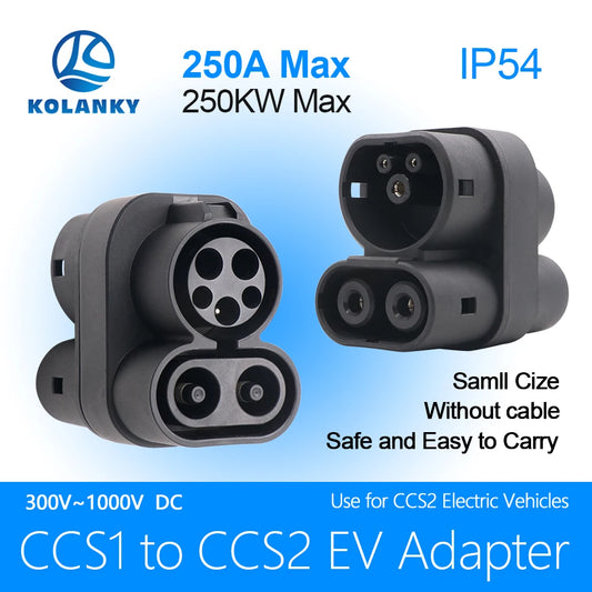 Kolanky 250A CCS1 Charger to CCS2 EV CCS1 to CCS2 Electric Vehicle Charger DC Fast Ev Charging Adapter