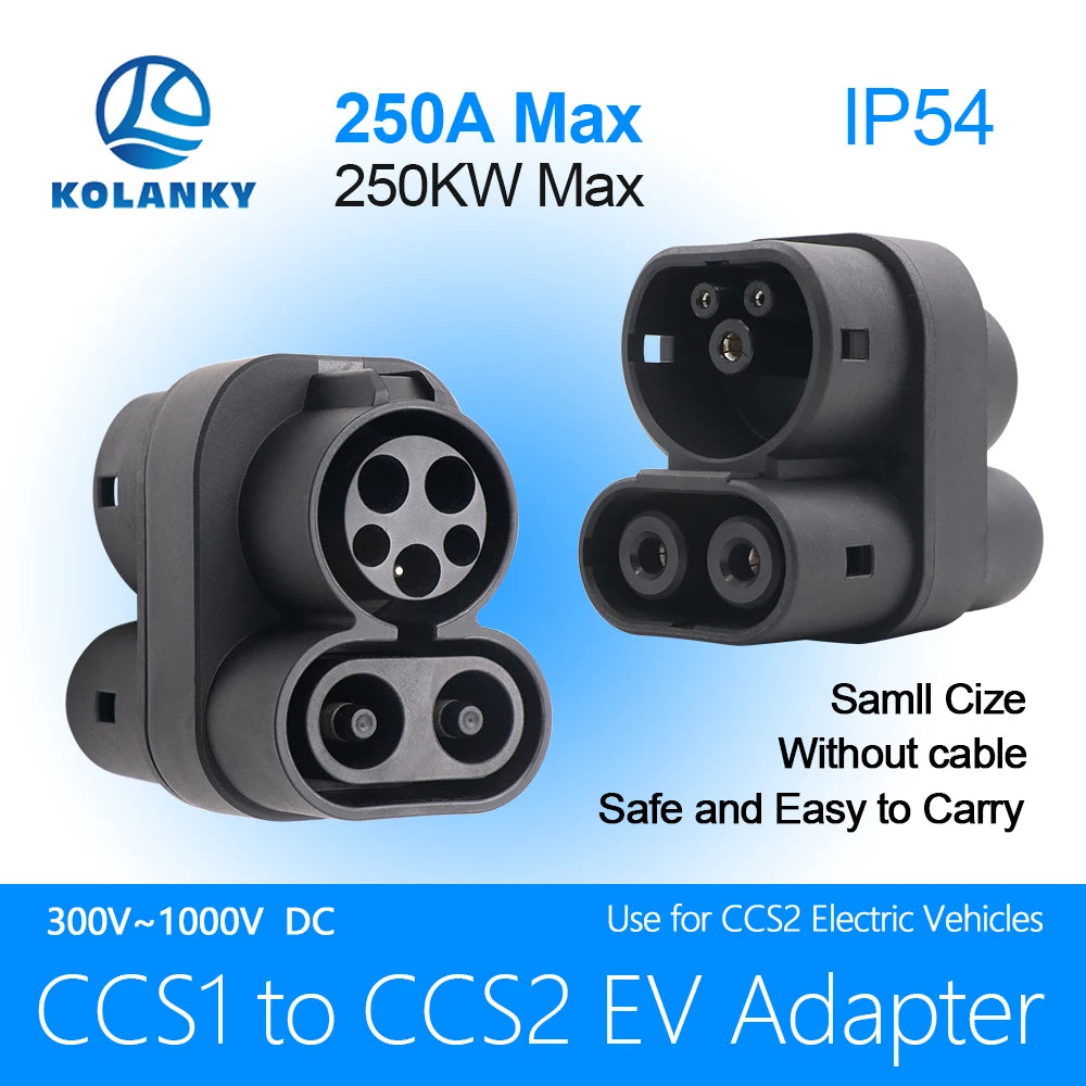 Kolanky 250A CCS1 Charger to CCS2 EV CCS1 to CCS2 Electric Vehicle Charger DC Fast Ev Charging Adapter
