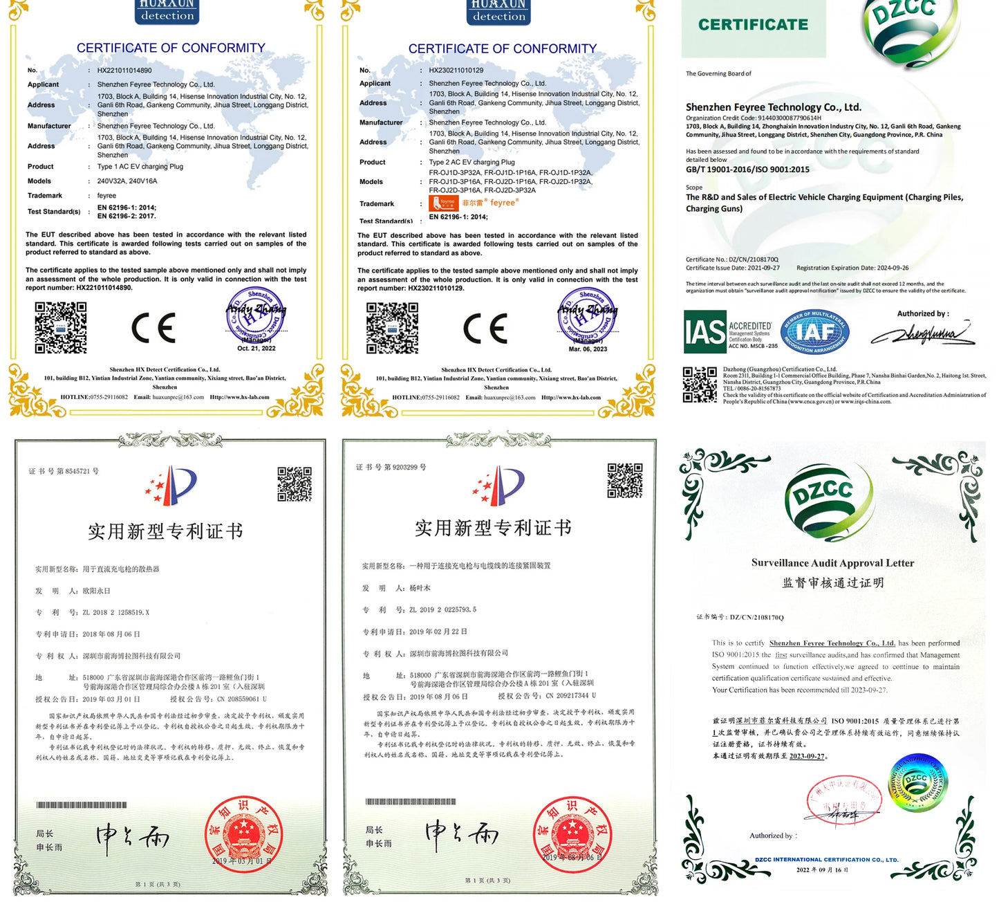 feyree EV Charger Type2 16A 3.5kW Portable Charging Box 5M Cable GBT Socket Type1 J1772 Adapter for Electric Vehicle Car Charger