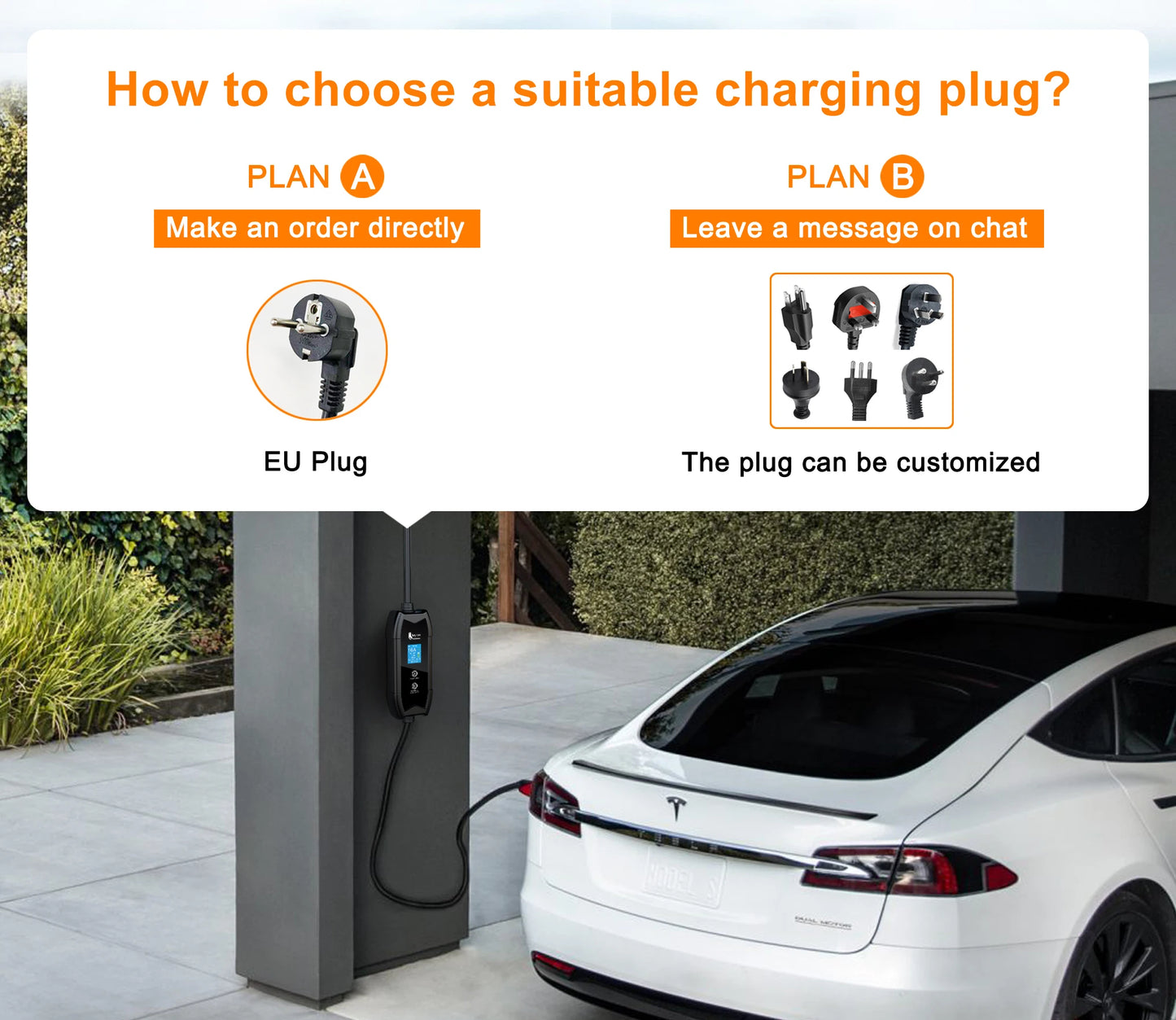 feyree Type2 16A 3.5kW EV Charger Portable Charging Box 5M Cable GBT Socket Type1 J1772 Adapter for Electric Vehicle Car Charger