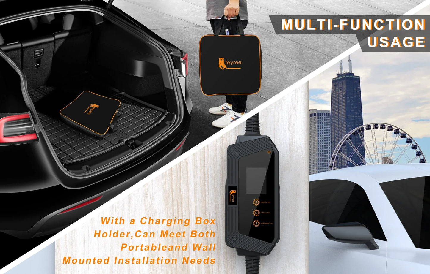 feyree EVSE Wallbox Type2 Cable EV Car Chager 7KW 11KW 22KW Electric Vehicle Charging Station with APP WIFI Control IEC62196-2