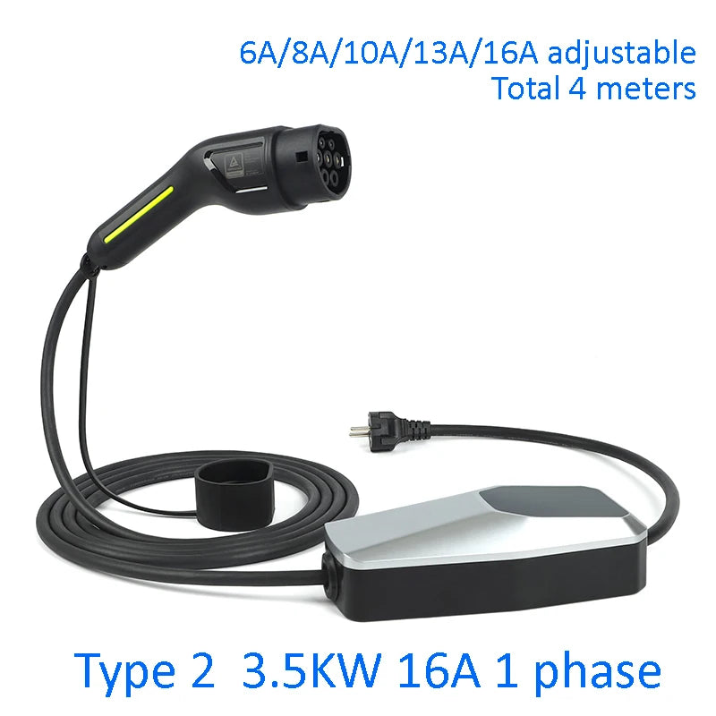 Type 2 EV Charger 3.5KW 7KW 11KW 16A/32A 1 phase 3 phase  EVSE Charging Cable Mode 2 for Electric Car