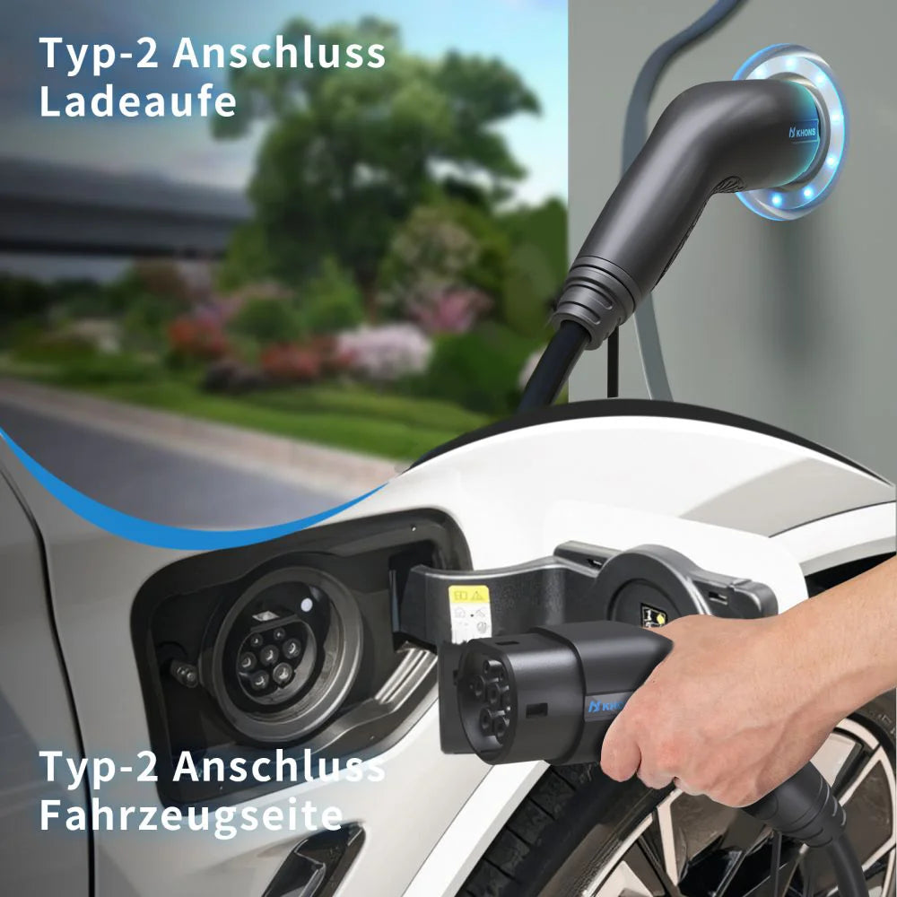 Khons Type2 To Type2 Ev Charging Cable 3Phase 32A Female To Male Plug 5M Cable 22kw IEC62196-2  EVES Charging Stations