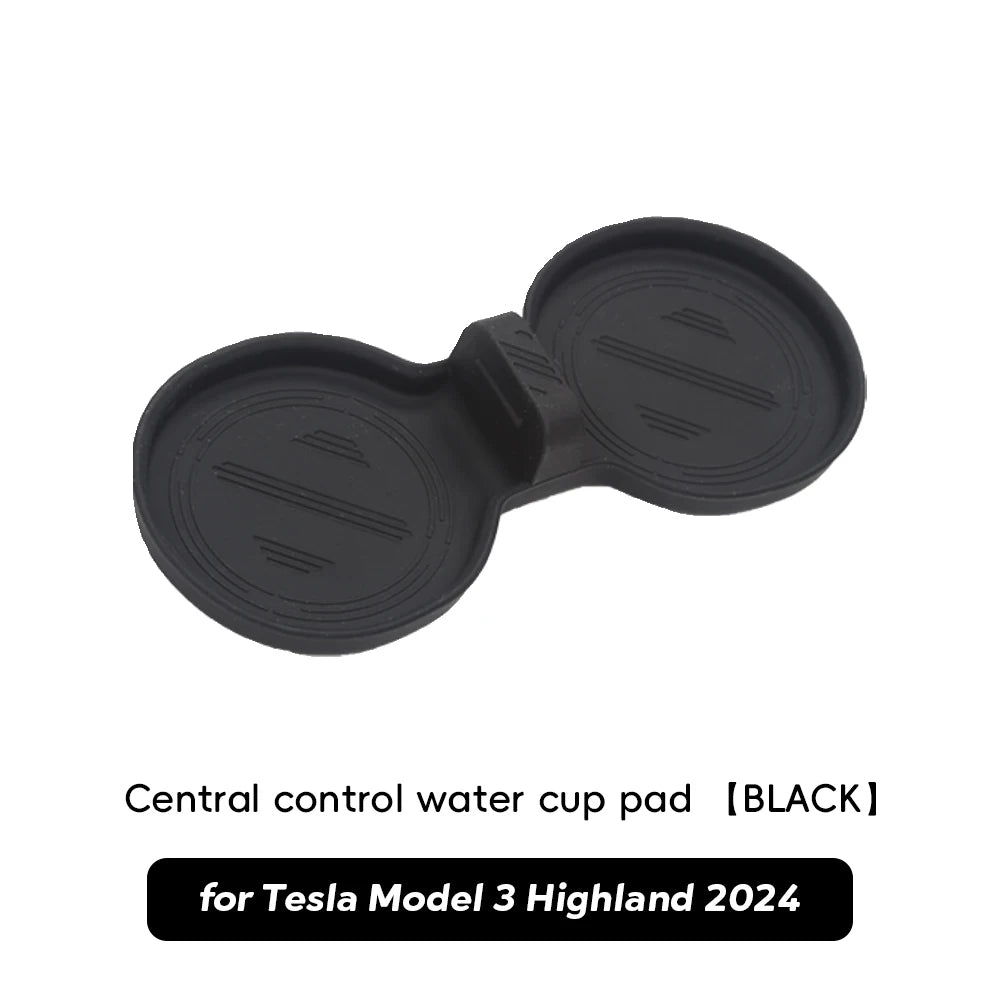 For 2024 Tesla Model 3 highland Water Cup Mat Coasters Slots Non-Slip Mat Waterproof Drink Pad Car Silicone Interior Accessories