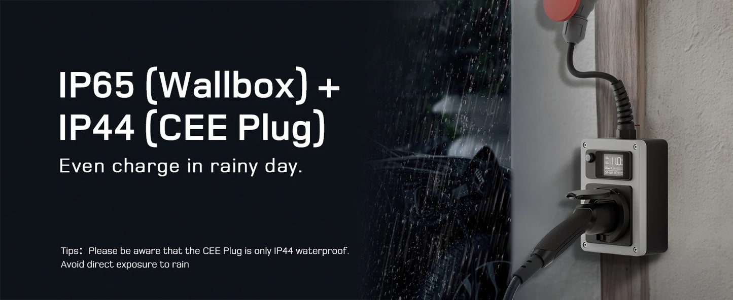 dé Wallbox with App 11kW 22kW CEE to Type 2 Socket EV Charger 16A 32A 3Phase RFID Control Electric Vehicle Charger