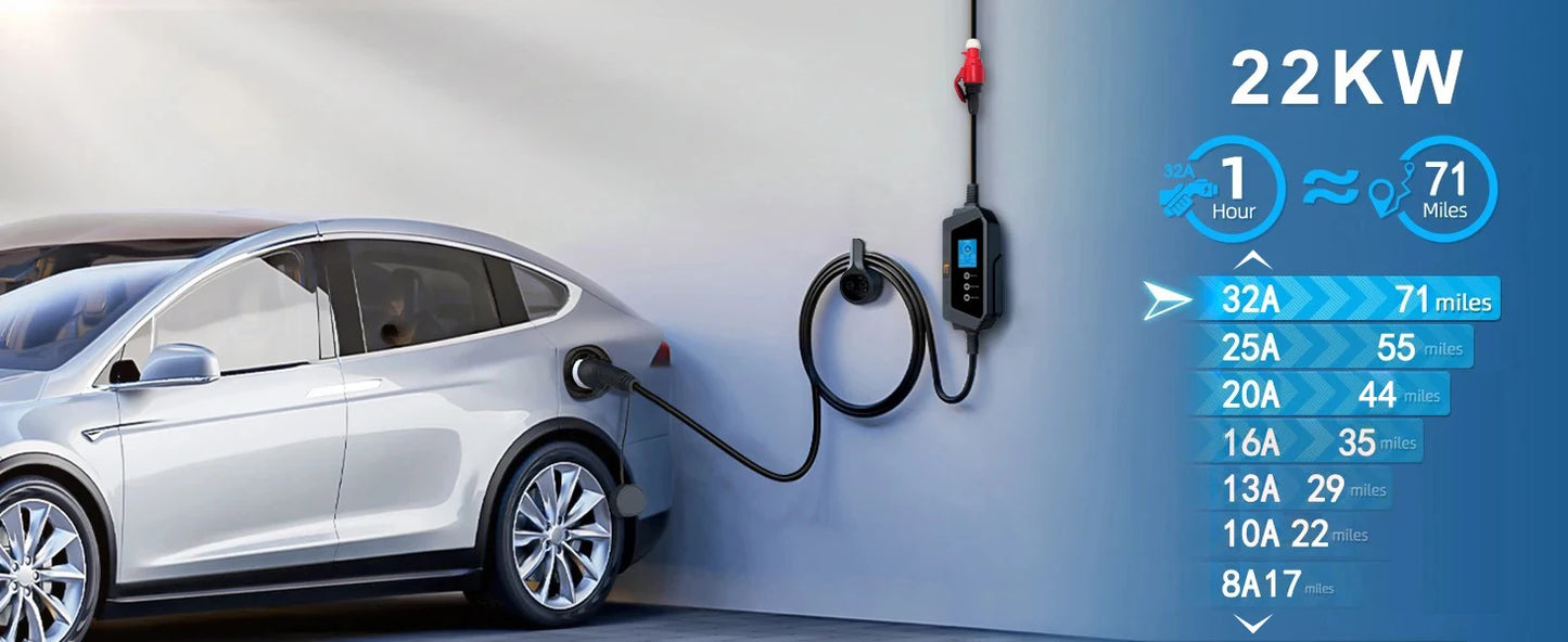 feyree EVSE Wallbox Type2 Cable EV Car Chager 7KW 11KW 22KW Electric Vehicle Charging Station with APP WIFI Control IEC62196-2