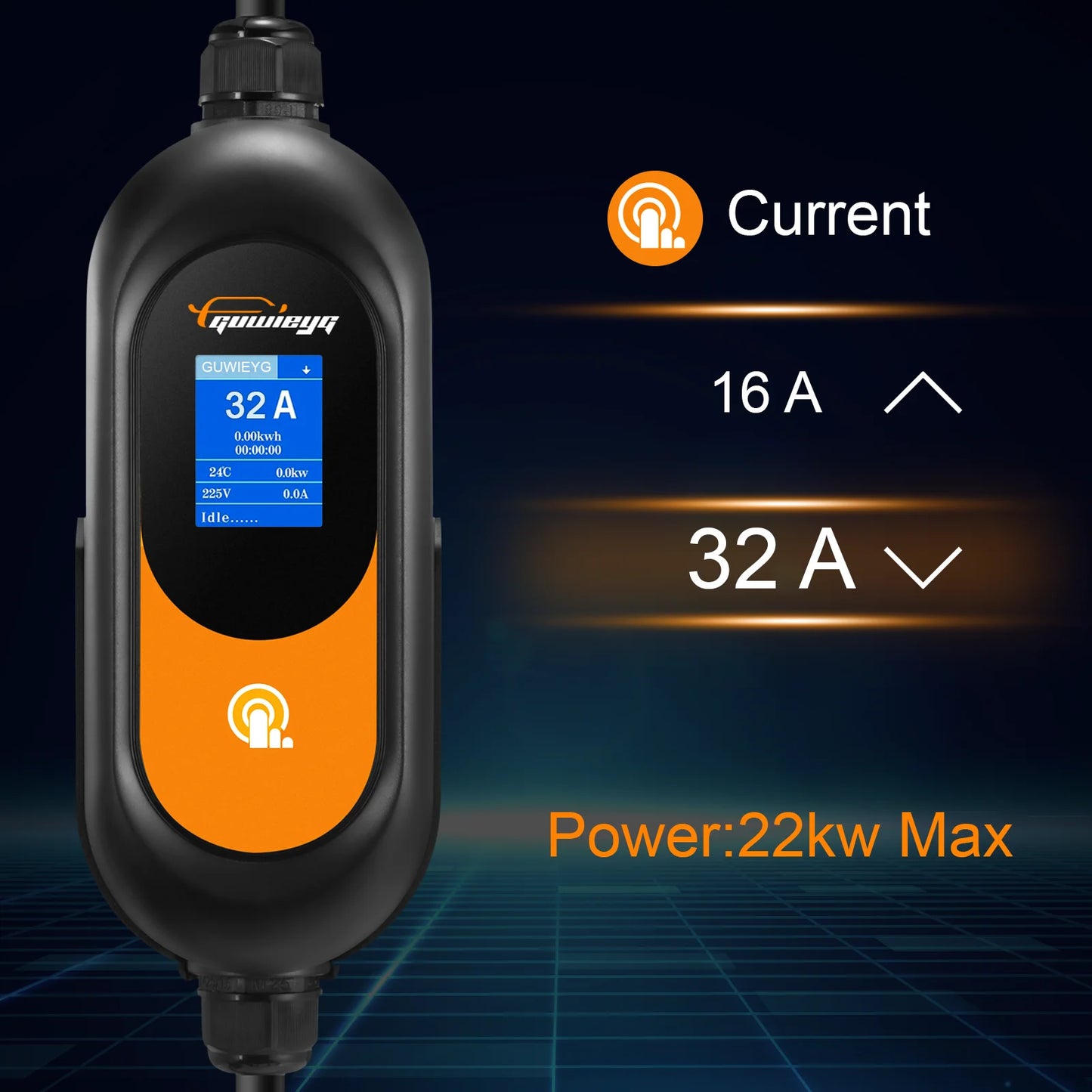 GUWIEYG Type2 Portable EV Charger 11KW/22KW 3Phase Fast Charging IEC62196-2 Controller Wallbox for Electric Car