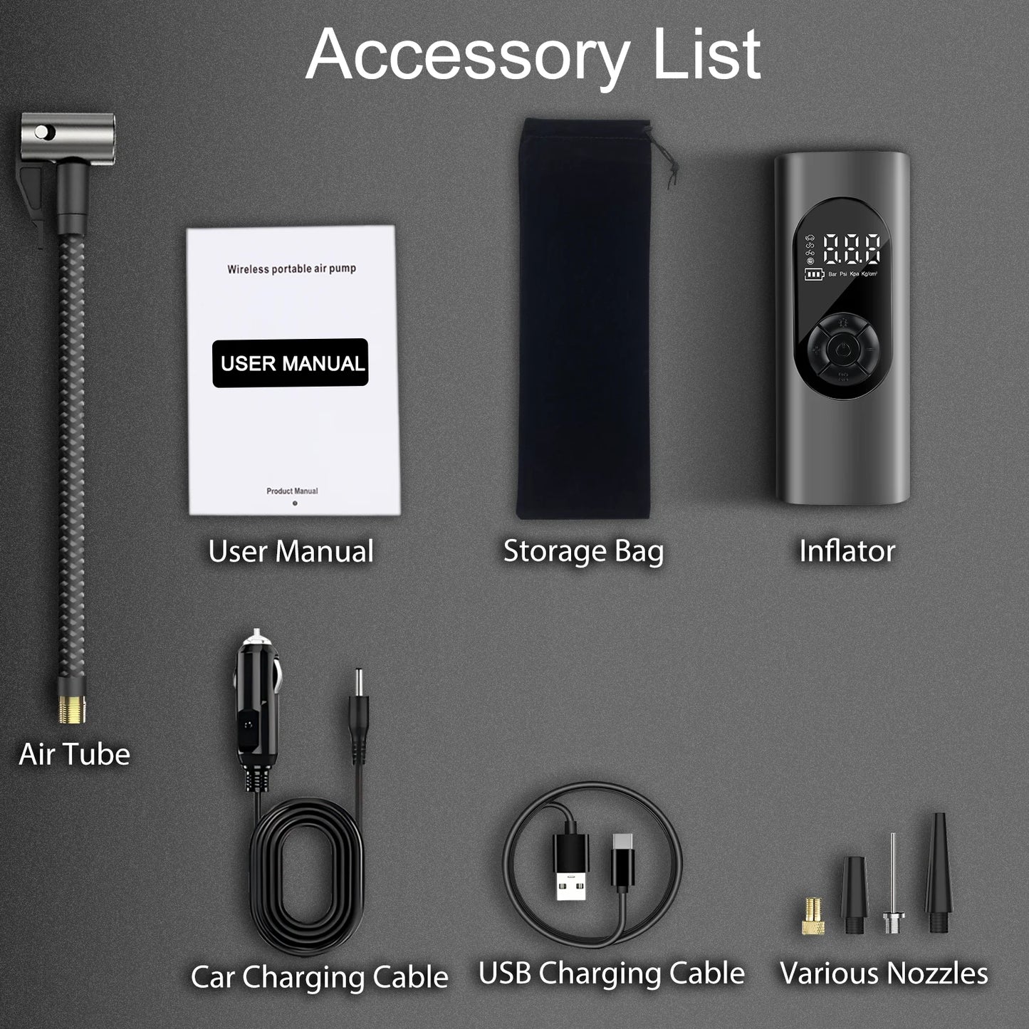 GUWIEYG rechargeable inflatable pump portable air compressor steam digital display can be filled with car tires bicycle ball