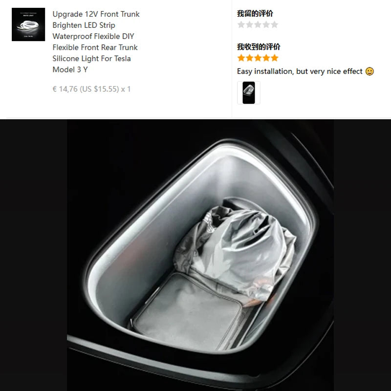 Upgrade 12V Front Trunk Brighten LED Strip Waterproof Flexible DIY Flexible Front Rear Trunk Silicone Light For Tesla Model 3 Y