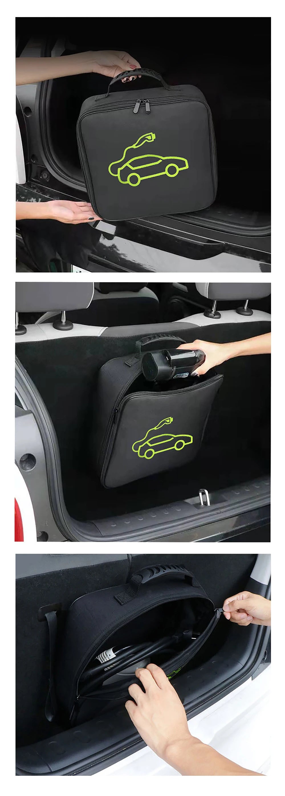 EV Car Charging Cable Storage Carry Bag For Electric Vehicle Charger Plugs Sockets Waterproof Fire Retardant Equipment Container