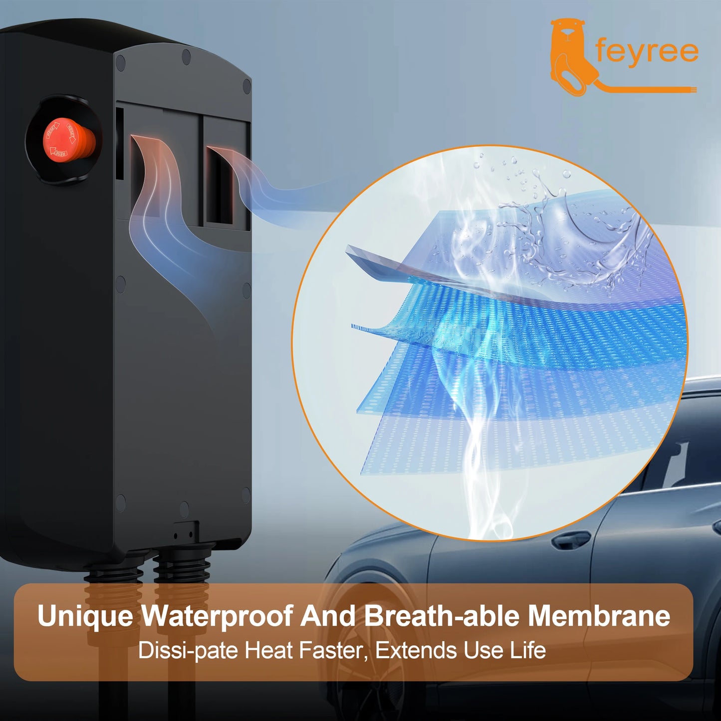 feyree EV Charger Type1 Cable j1772 Socket 32A 40A 50A Single Phase EVSE Wallbox Charging Station APP Control for Electric Car