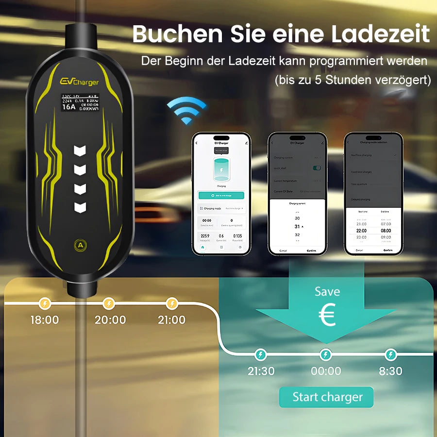 Junsun ev charger App control wallbox IP65 1Phase 7KW 32A 3.5KW 16A Type 2 Car fast charging plug to plug chargeur for tesla