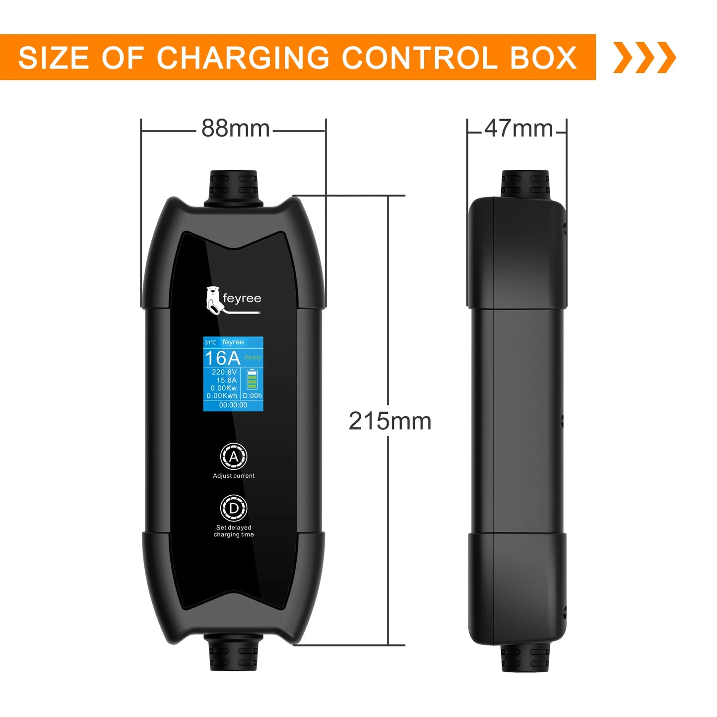 feyree 3.5KW TS-NACS Charger Plug EV Charger Portable 1.8" LCD Screen with Set Delay Schedule Charging Station for Tesla Cars
