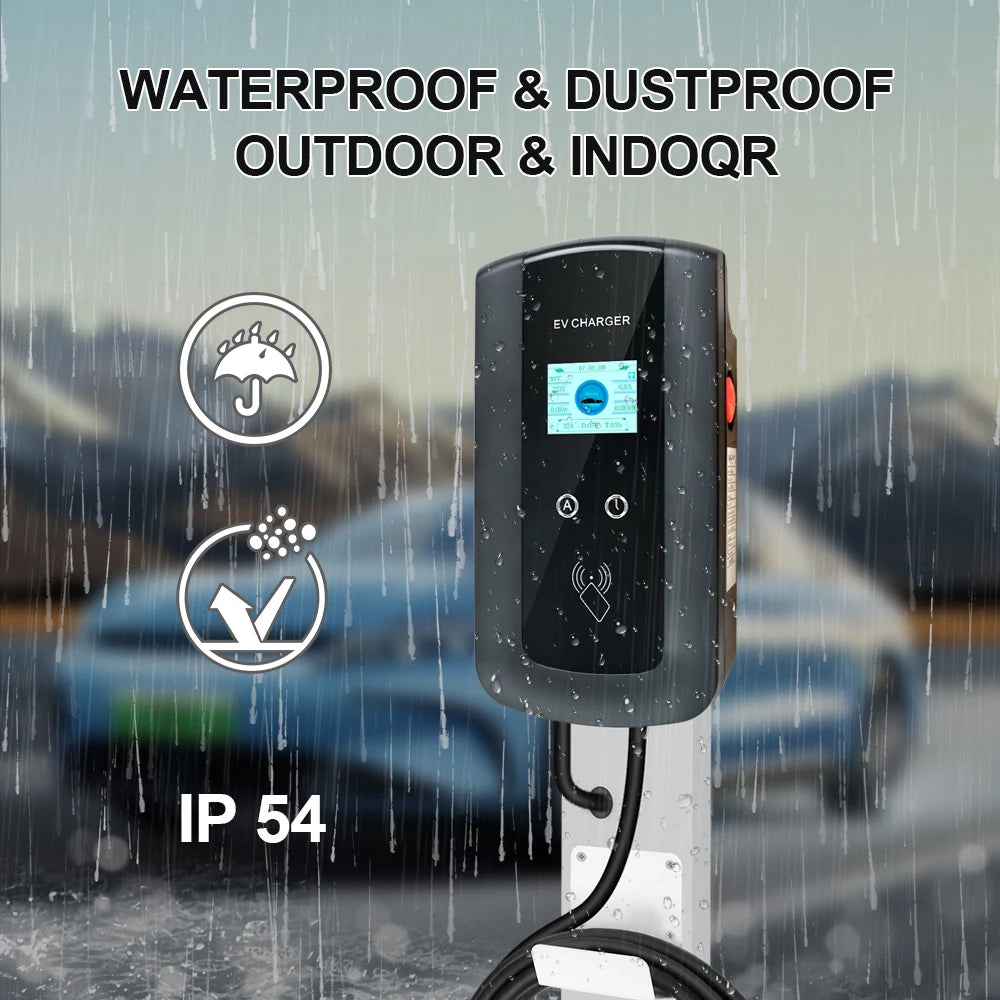 Kolanky 32A 7.2/22KW EV Charging Station Wallbox Electric Vehicle Charger EVSE Type2 Cable IEC62196-2 Tuya APP Control