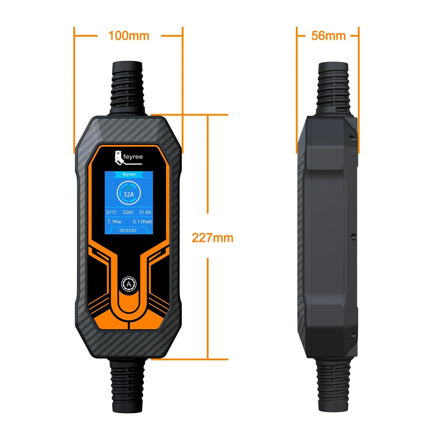 feyree Portable EV Charger Wallbox Type2 Cable 32A 7KW with CEE Plug EVSE Type1 Charging Box j1772 Adapter for Electric Vehicle