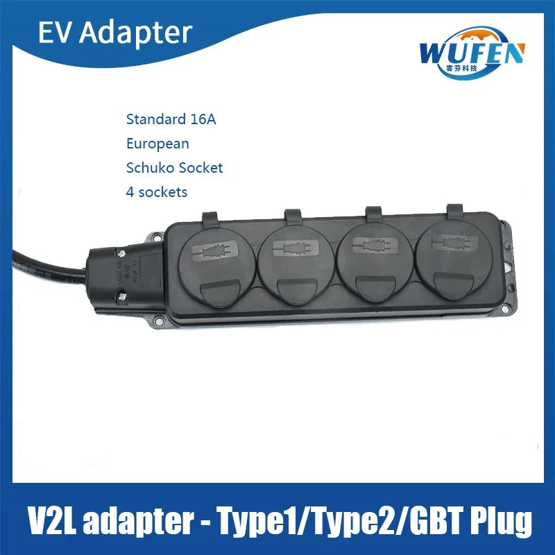 EU socket Type2 Type1 GBT V2L Adapter Vehicle to Load Discharger Fit for BYD MG4 MG5 KIA HYUNDAI 16A 3.5KW V2L EV Discharger