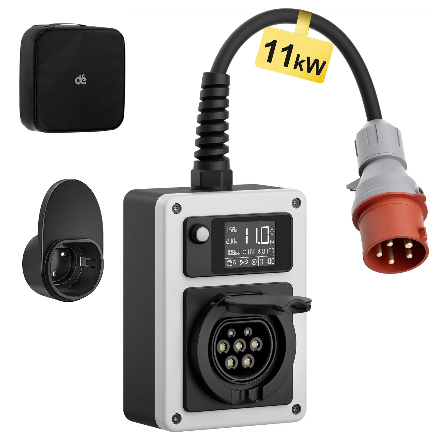 dé Wallbox with App 11kW 22kW CEE to Type 2 Socket EV Charger 16A 32A 3Phase RFID Control Electric Vehicle Charger