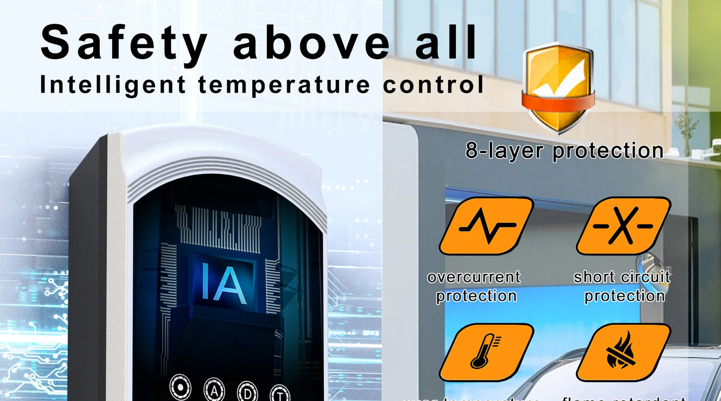 feyree EV Charger 32A 7.6KW Type2 Cable Car Charger EVSE Wallbox 11KW 22KW 3Phase IEC62196-2 Socket APP Control for Electric Car