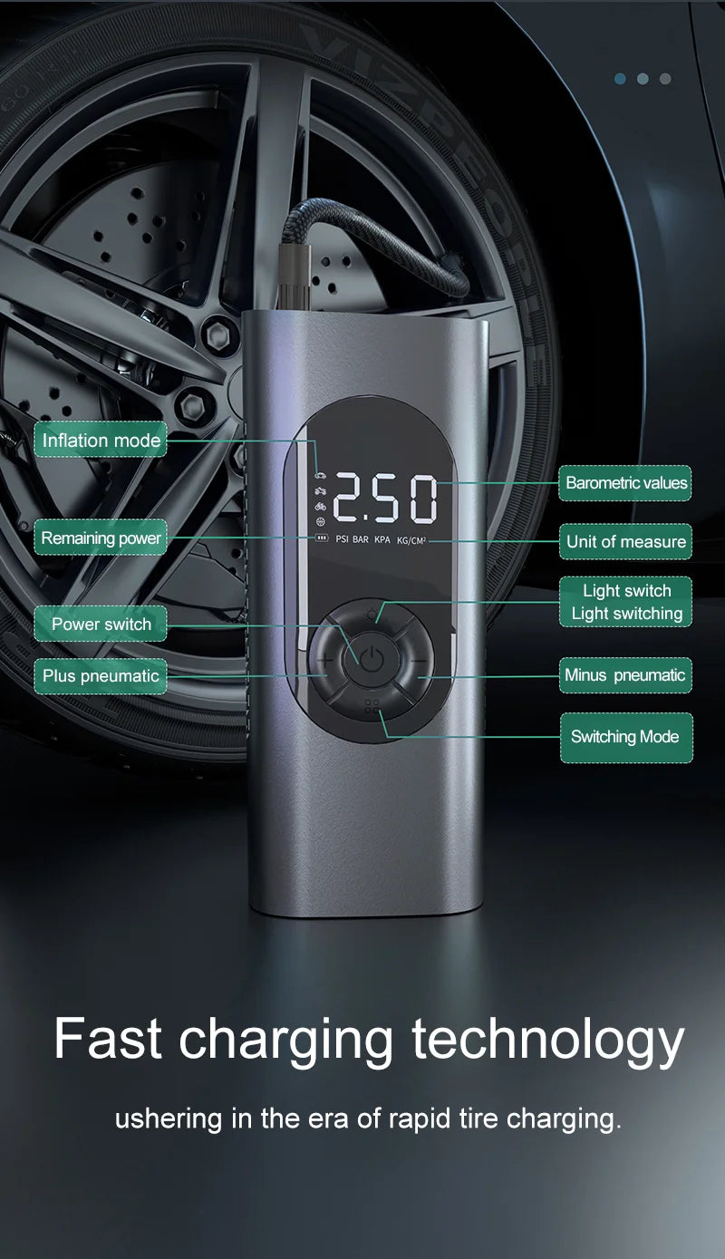 GUWIEYG rechargeable inflatable pump portable air compressor steam digital display can be filled with car tires bicycle ball