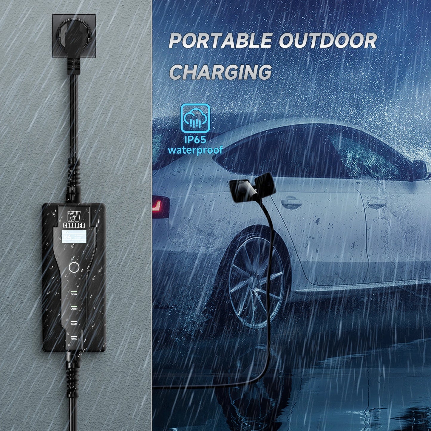 3.5W 16A Portable EV Charger GBT EVSE Charging Box EU Plug Controller Wallbox for Electric Car Fast Charging Current Adjustable