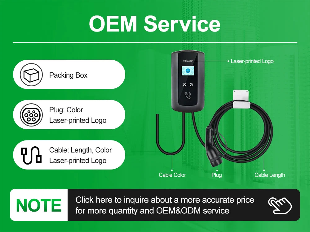 Kolanky 32A 7.2/22KW EV Charging Station Wallbox Electric Vehicle Charger EVSE Type2 Cable IEC62196-2 Tuya APP Control