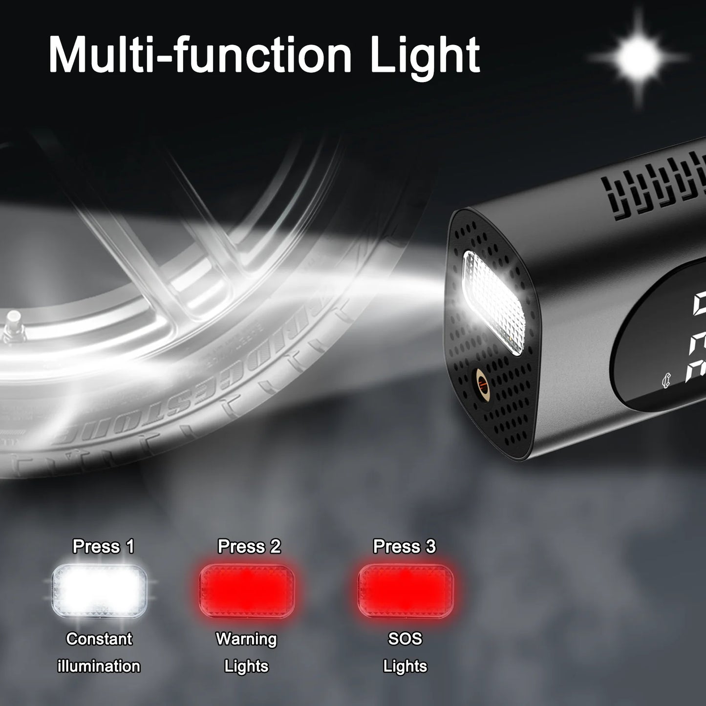 GUWIEYG rechargeable inflatable pump portable air compressor steam digital display can be filled with car tires bicycle ball