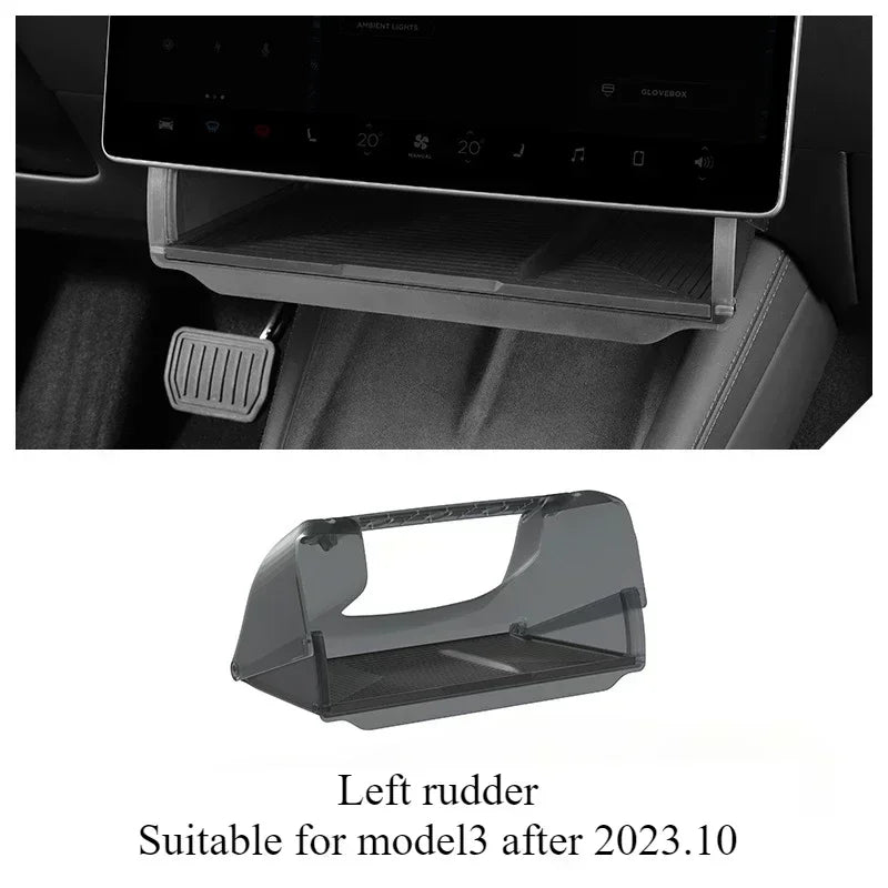 Under Screen Storage Box for Tesla Model Y/3+ Highland 2024 Central Control Hidden Storage Box Organizer Tray Car Accessories