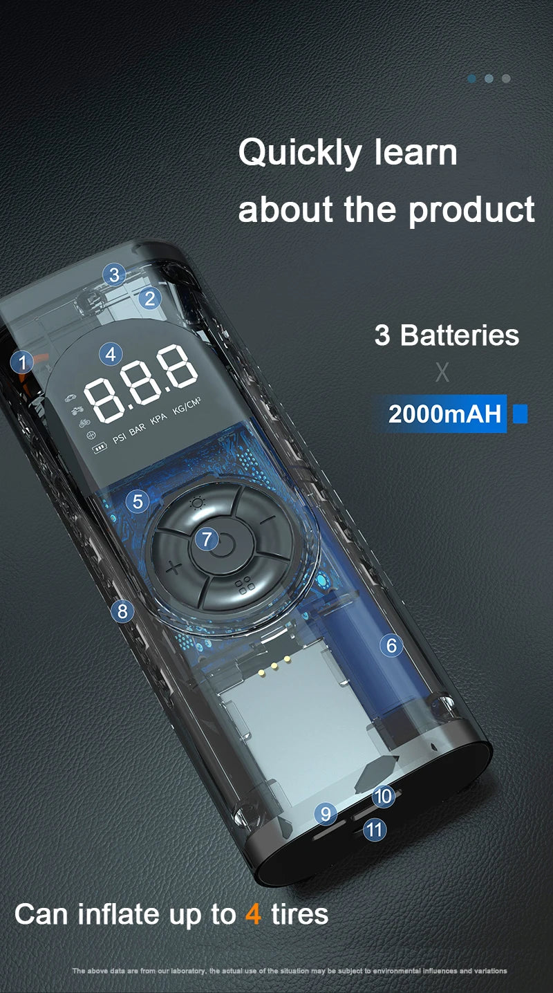 GUWIEYG rechargeable inflatable pump portable air compressor steam digital display can be filled with car tires bicycle ball