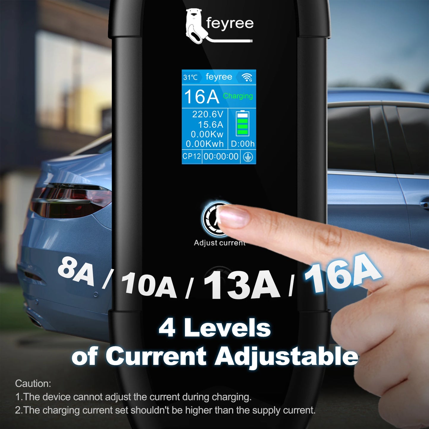 feyree Type1 Portable EV Charger 5m Cable with WIFI APP Control 16A 3.5KW Set Charging&DelayTime for EV Cars,Plug customizable